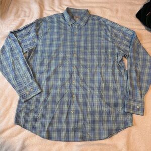 Peter Millar Men's Blue Plaid Shirt